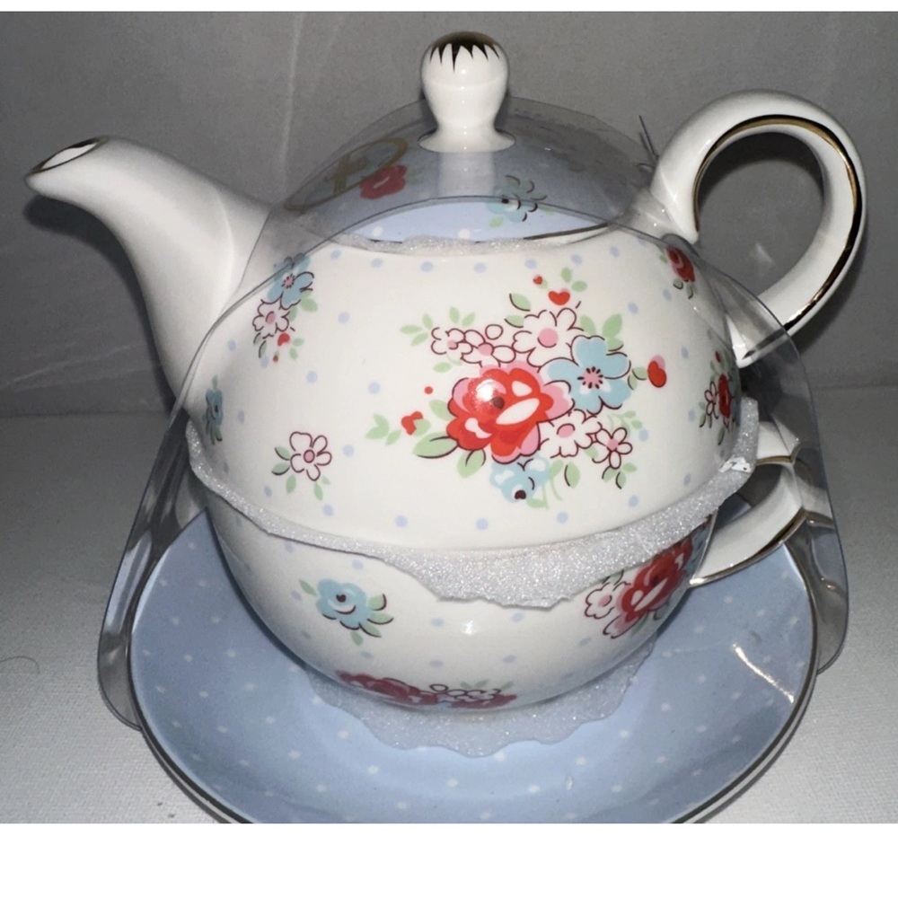 Grace Teaware fine porcelain Katie Rose Blue Tea For One Stacking Tea Set New